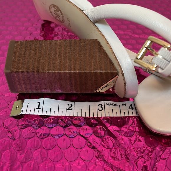 Michael Michael Kors ecru ivory leather strappy wooden heels 6.5 - Picture 9 of 9